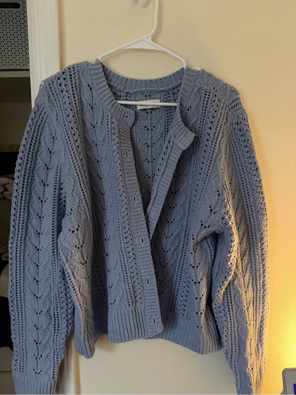 Hollister Light Blue Openwork Knit Cardigan
